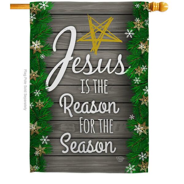 Ornament Collection 28 x 40 in. Jesus is the Reason for Season House Flag w/Winter Nativity Dbl-Sided Vertical Flags OR579005